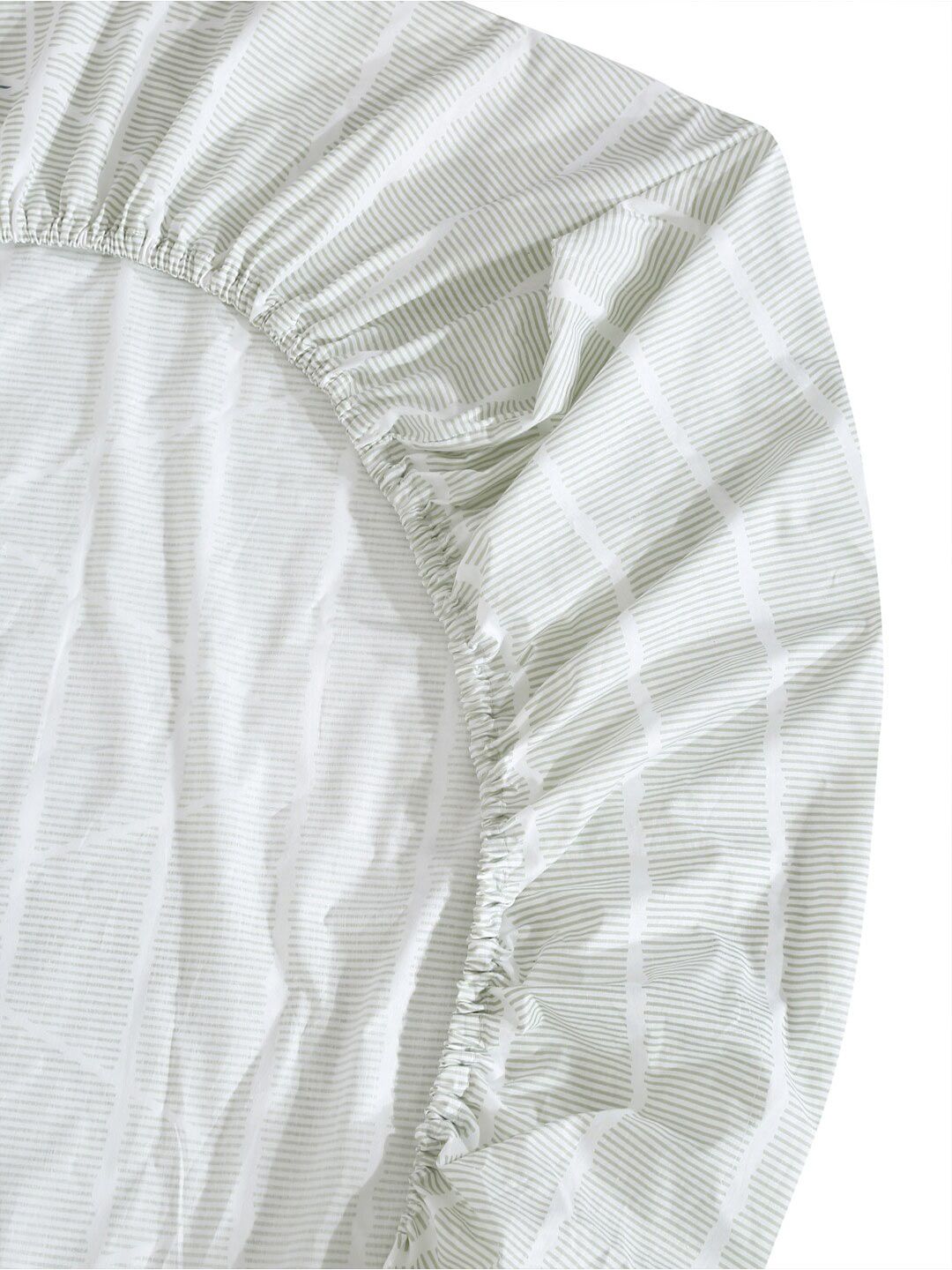 KLOTTHE Grey Geometric 400 TC Cotton Fitted Super King Bedsheet With 2 Pillow Covers