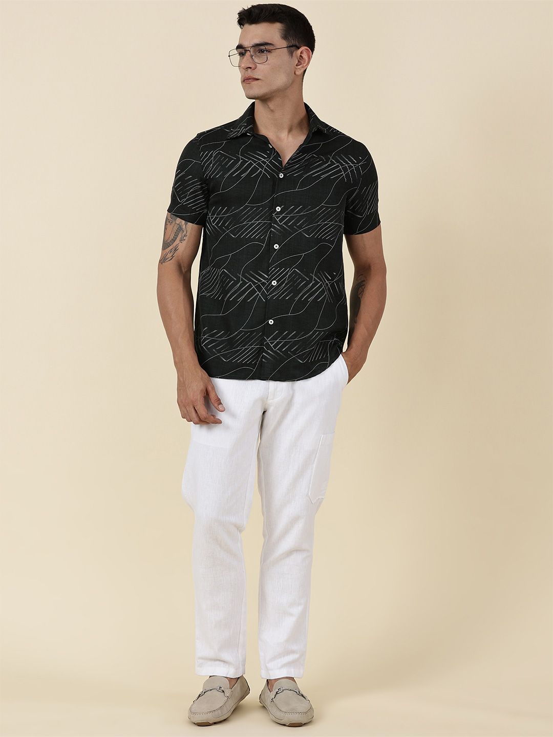 Thomas Scott Men Classic Slim Fit Opaque Printed Casual Shirt