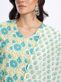 Anouk Floral Printed Pure Cotton Straight Kurta with Trousers & Dupatta
