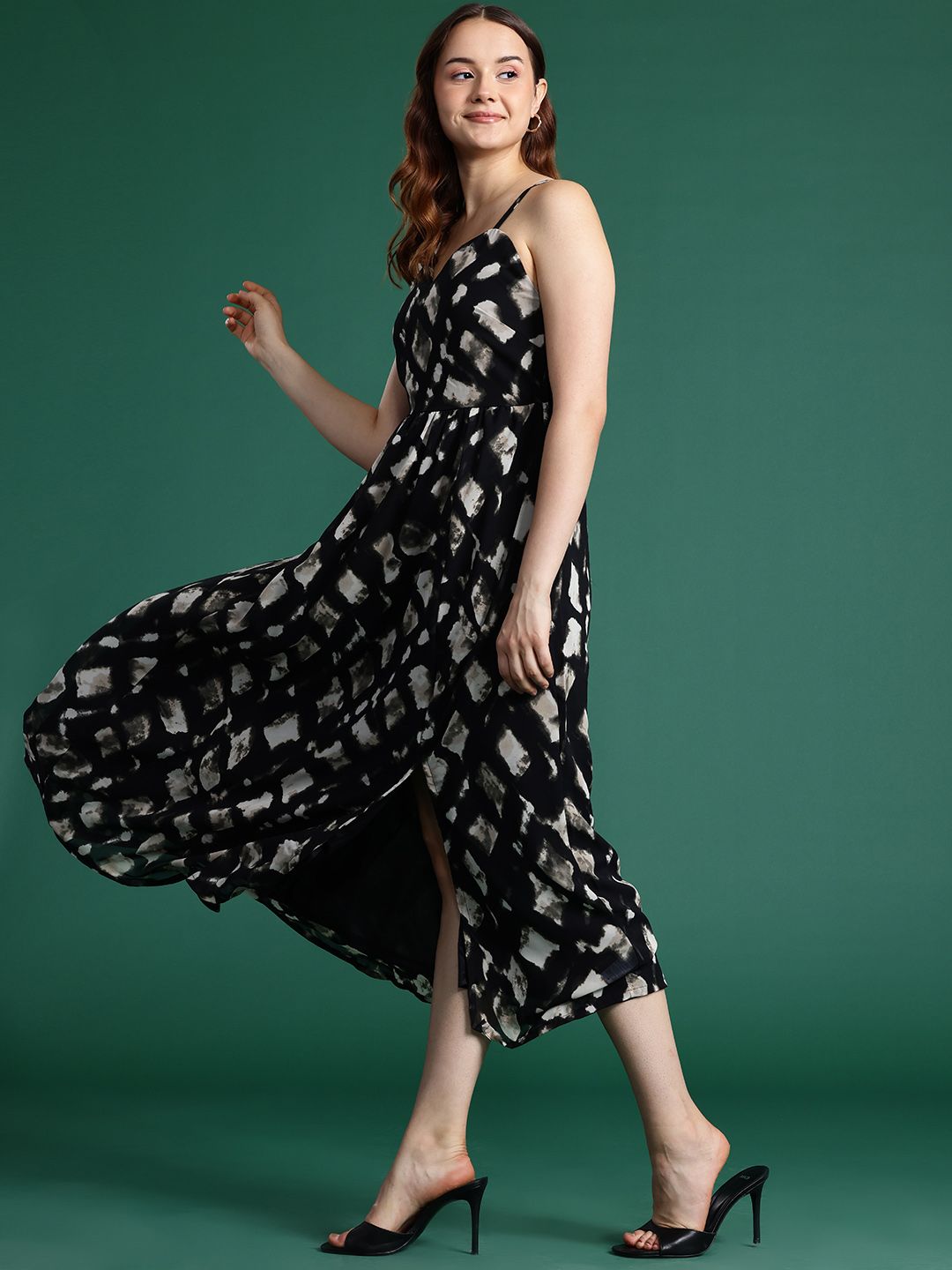 DressBerry Print Fit & Flare Midi Dress