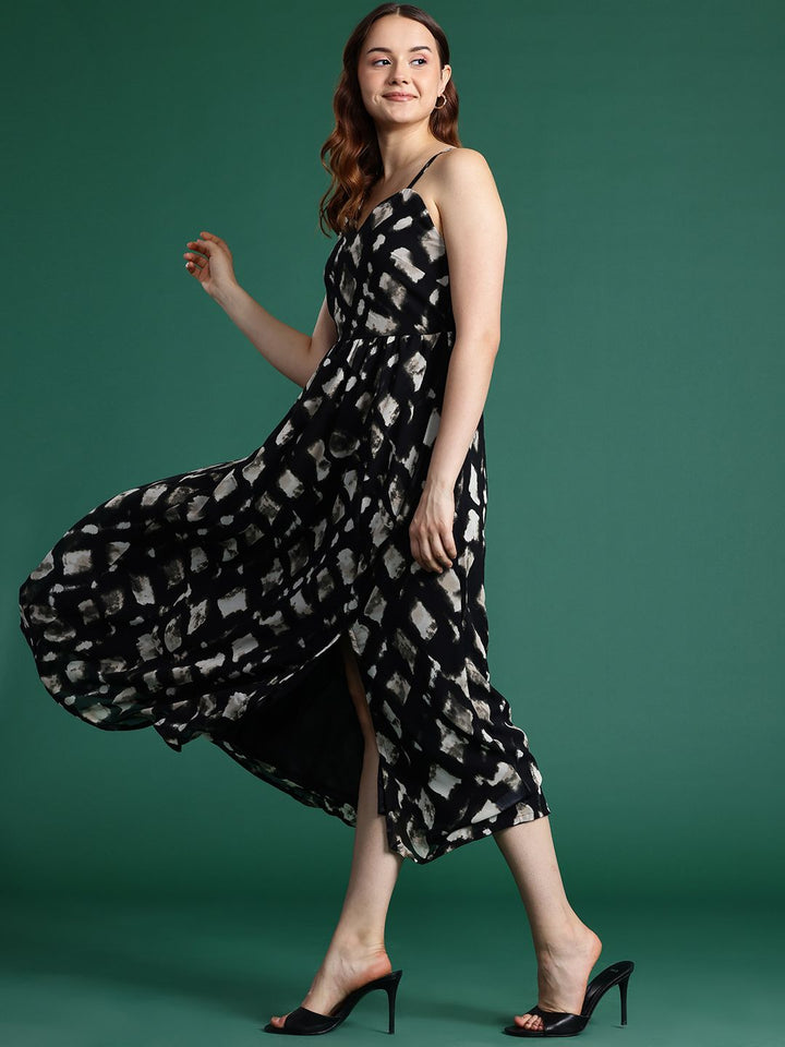 DressBerry Print Fit & Flare Midi Dress