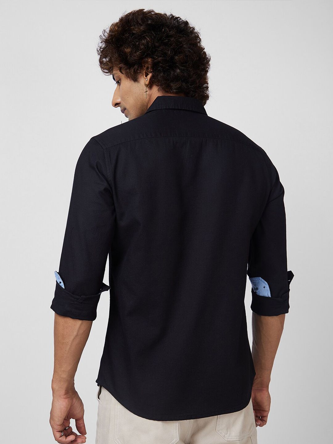 VASTRADO Classic Slim Fit Textured Self Design Cotton Casual Shirt