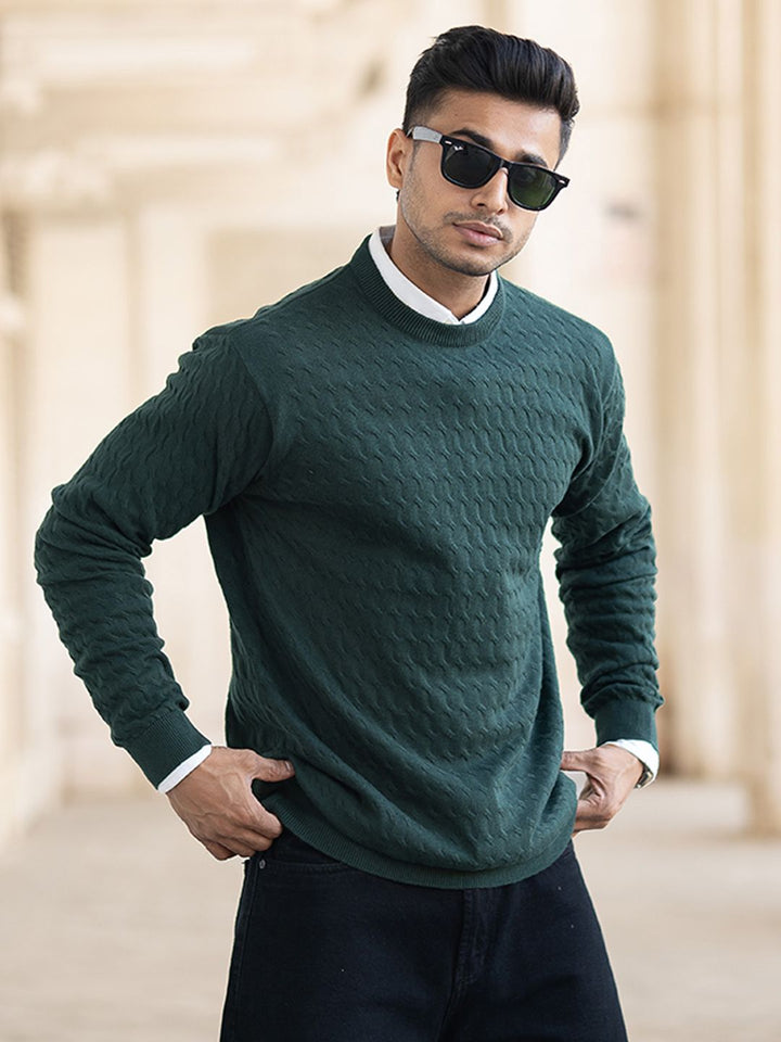 Powerlook Men Self-Design Pullover Sweater