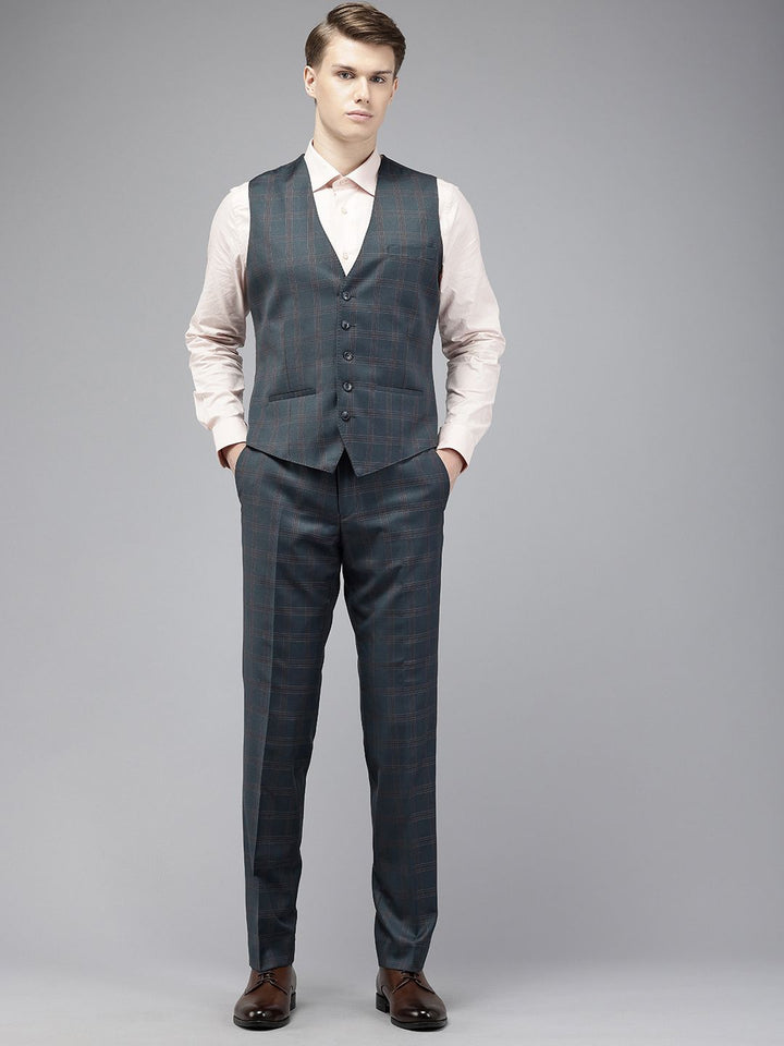 Park Avenue Checked Single Breasted Super Slim Fit 3 Piece Formal Suits