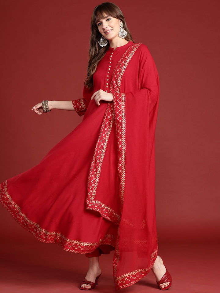 Anouk Women A-Line Kurta with Trousers & Dupatta