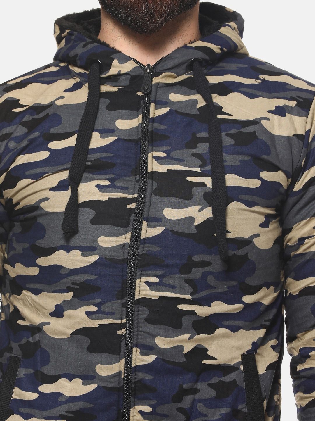 Campus Sutra Men Multicoloured Camouflage Printed Padded Jacket