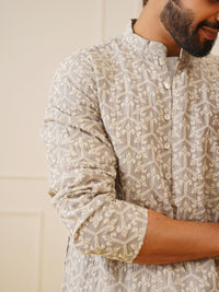 Jompers Ethnic Motifs Embroidered Regular Chikankari Kurta with Pyjamas