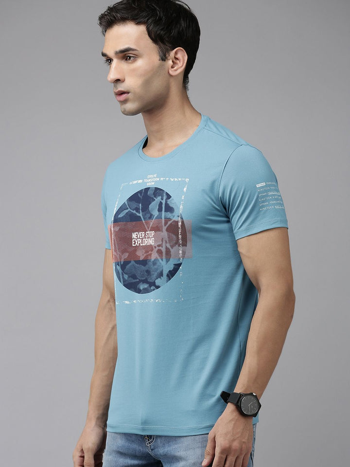 SPYKAR Printed Pure Cotton Slim Fit T-shirt