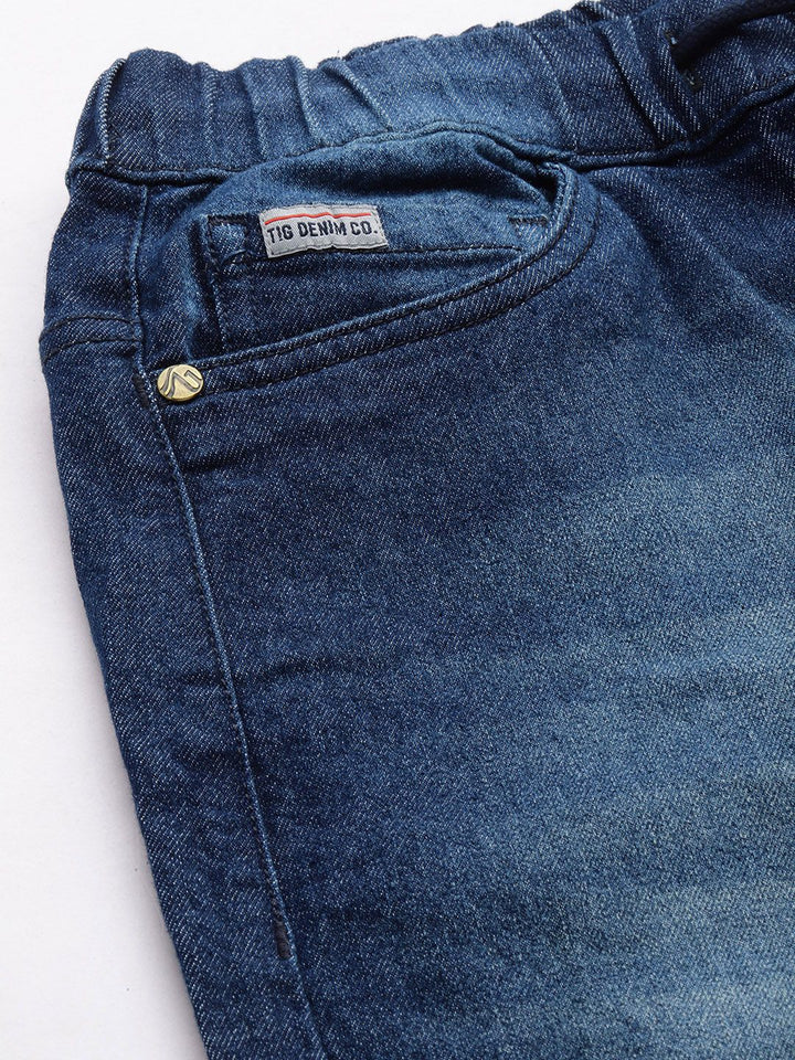 The Indian Garage Co Men Blue Light Fade Stretchable Jogger Jeans