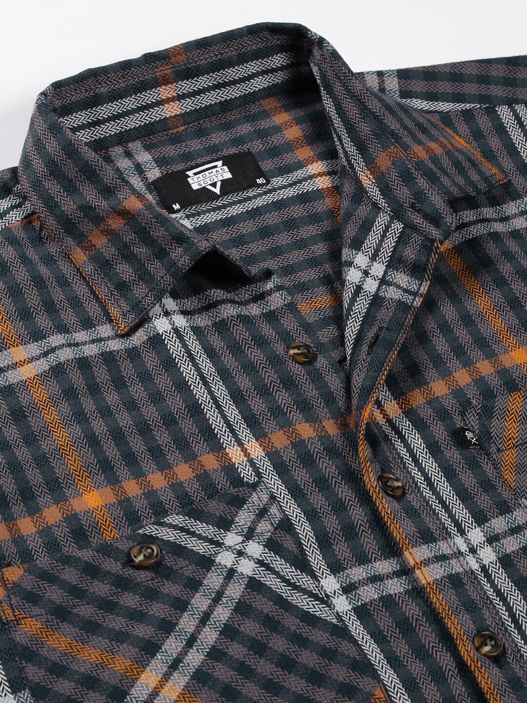 Thomas Scott Smart Tartan Checks Opaque Oversized Casual Shirt