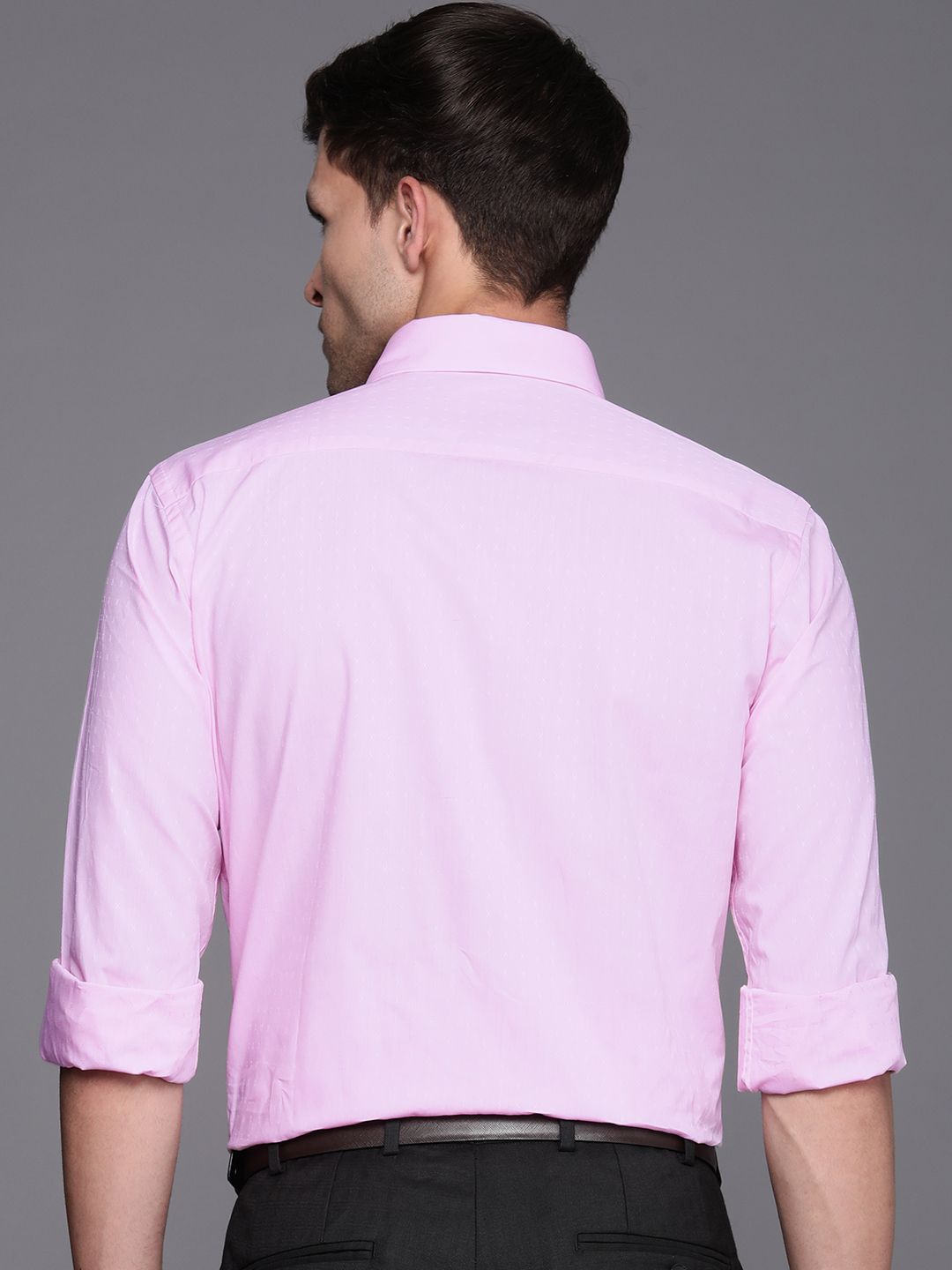 Raymond Pure Cotton Self Design Slim Fit Textured Formal Shirt