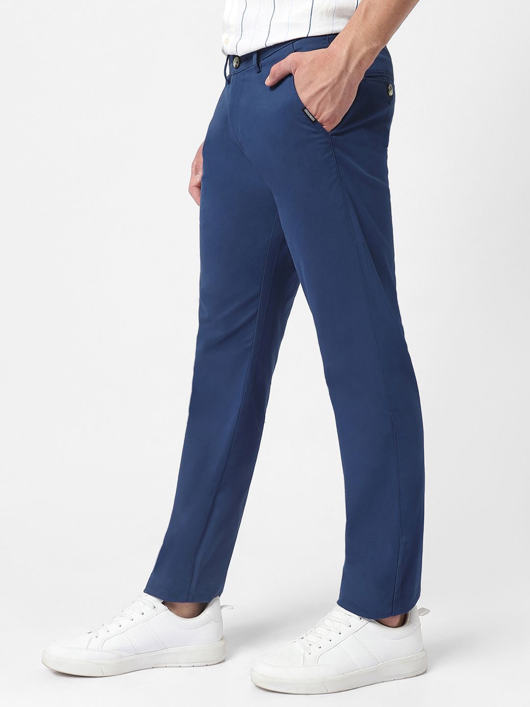 Urbano Fashion Men Blue Slim Fit Solid Regular Trousers