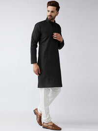 SOJANYA Men Black Solid Straight Kurta