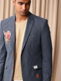 Mr Bowerbird Floral Embroidered Tailored Fit Single-Breasted Casual Blazer