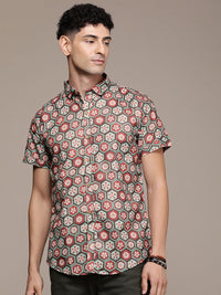 DENNISON Men Brown Comfort Floral Printed Casual Shirt