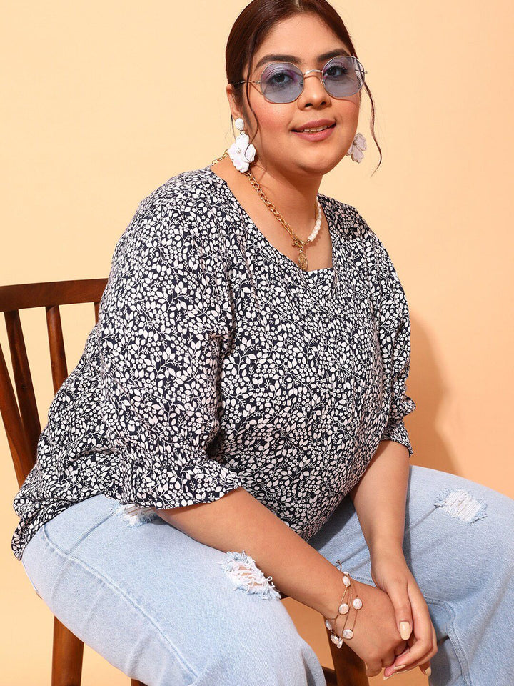 CURVY STREET Plus Size Floral Printed Top