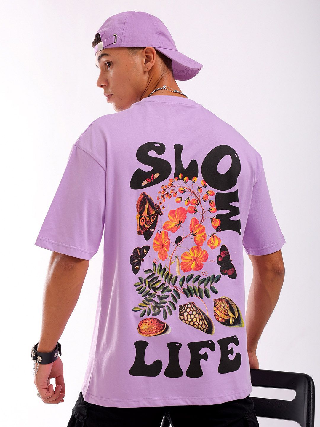 The Indian Garage Co Men Back Printed Round Neck Boxy Oversized T-shirt