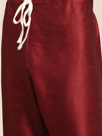 SOJANYA Men Maroon Mirror Work Kurta with Churidar with Nehru Jacket