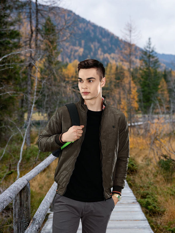 Being Human Clothing Men Mock Neck Bomber Jacket