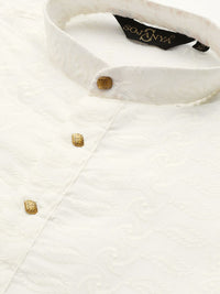 SOJANYA Men Off-White Chikankari Embroidered Semi-Sheer Straight Kurta