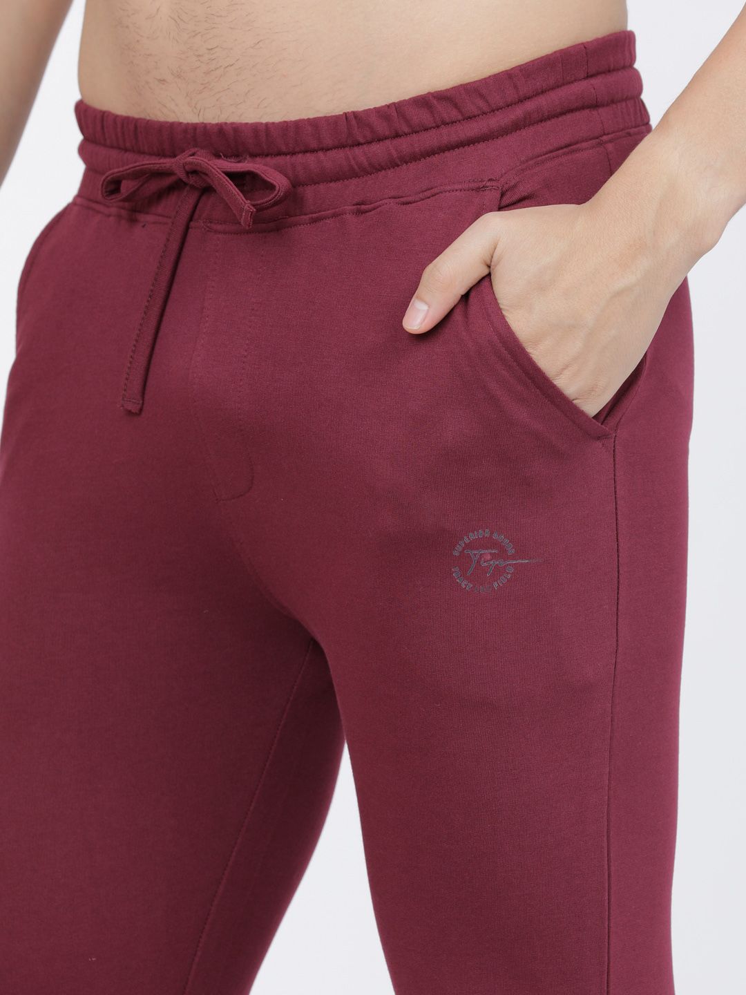 The Indian Garage Co Men Burgundy Solid Slim-Fit Joggers