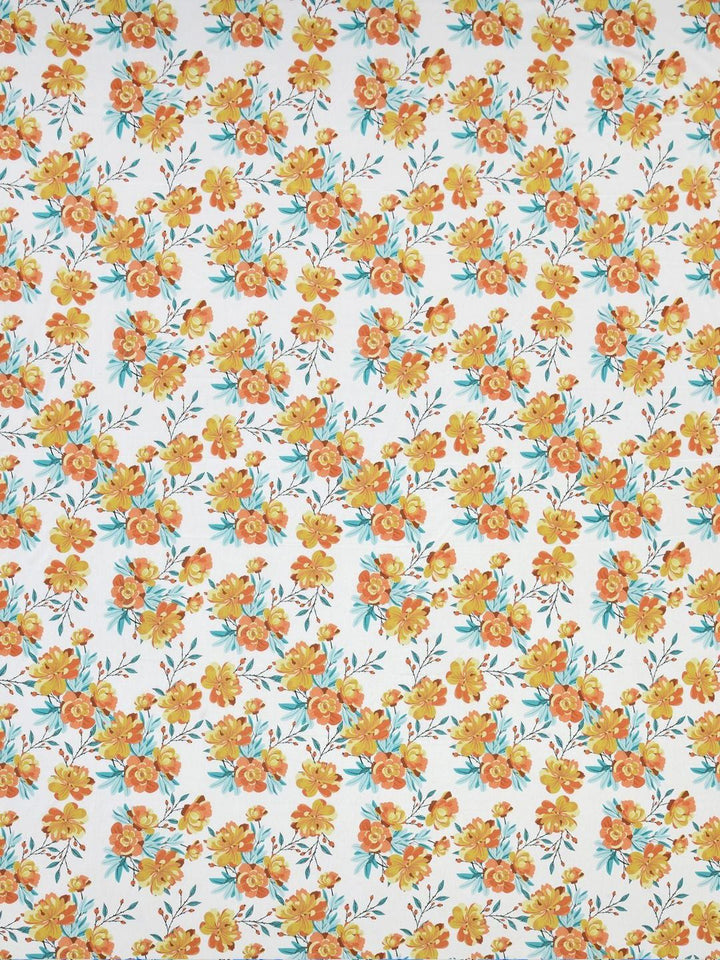 BOMBAY DYEING Florentine Brown Floral Pure Cotton 144TC Queen Bedsheet Set 2.28 m X 2.54 m