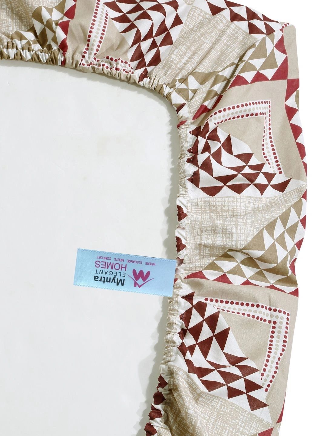 Myntra Elegant Homes Beige Geometric 400 TC Single Bedsheet with 1 Pillow Covers