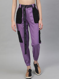 STREET 9 Women Lavender Regular Fit Solid Regular Trousers