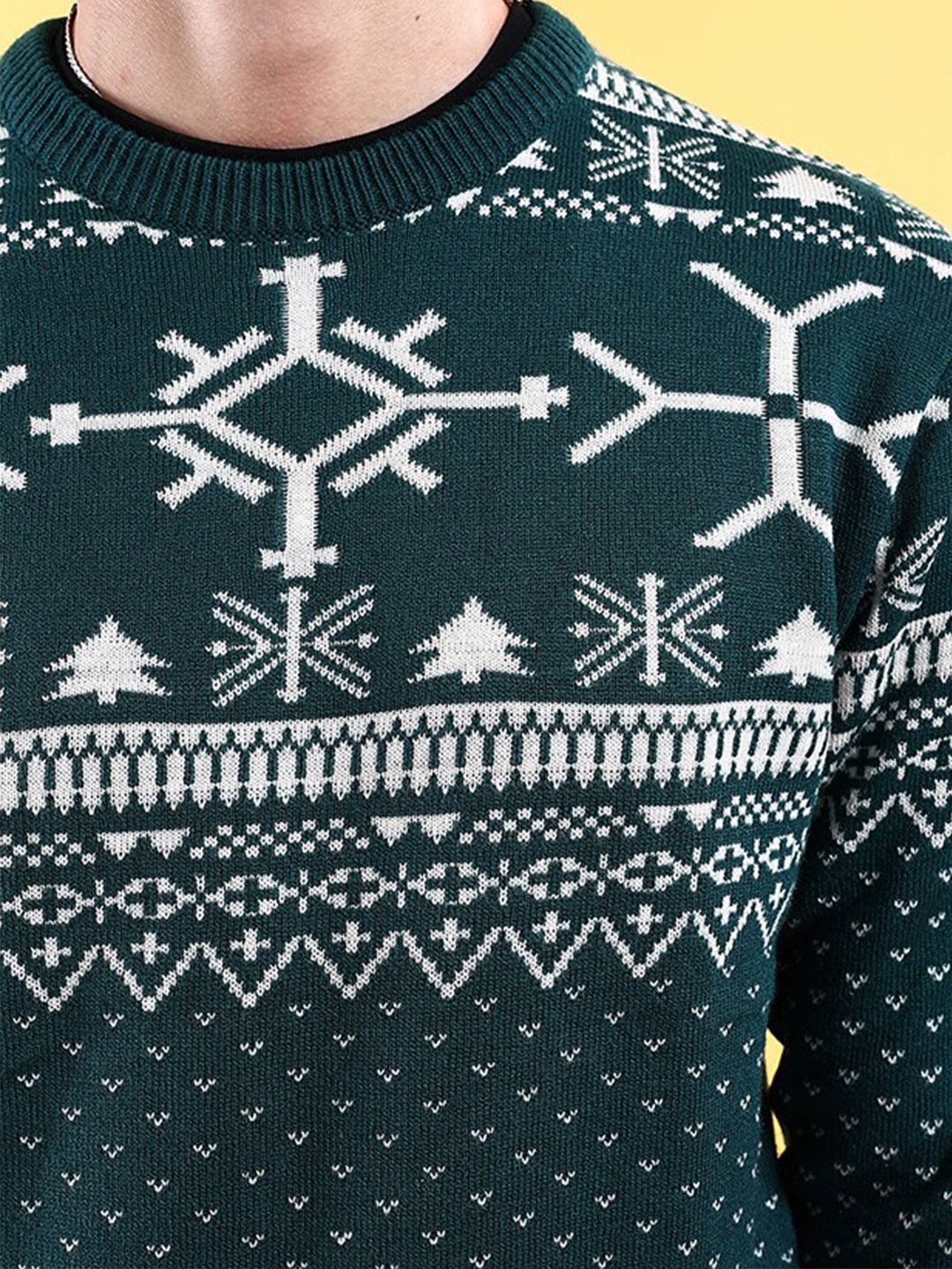 The Indian Garage Co Geometric Self Designed Acrylic Pullover