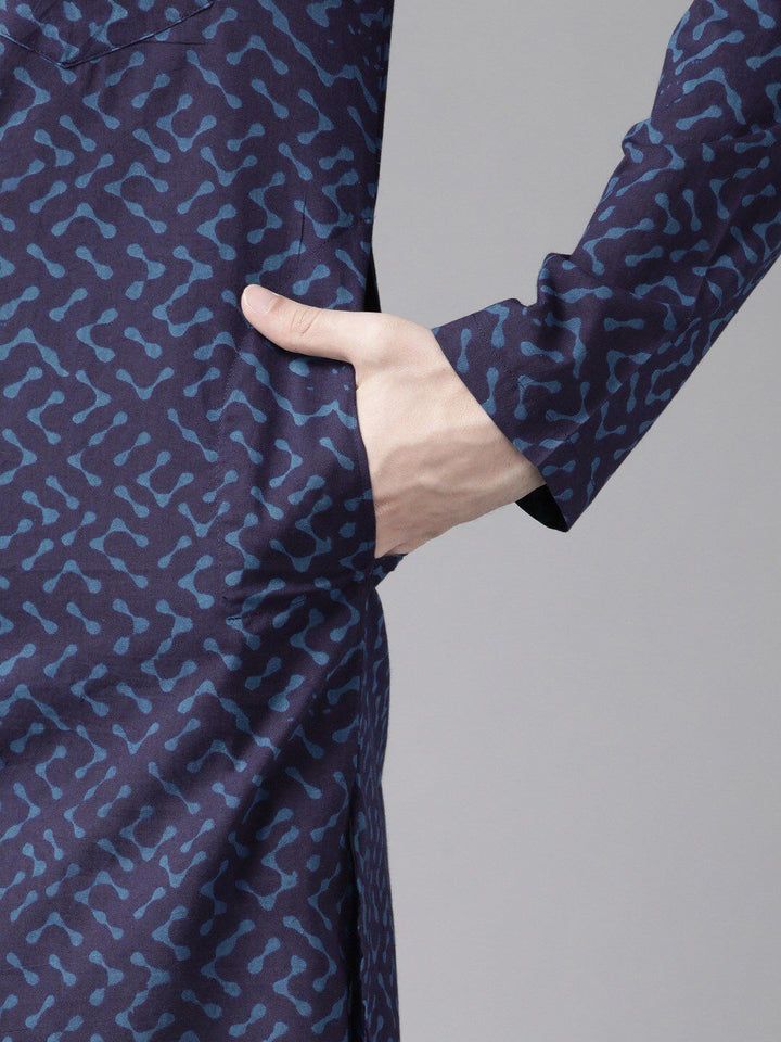 See Designs Men Blue Printed Kurta