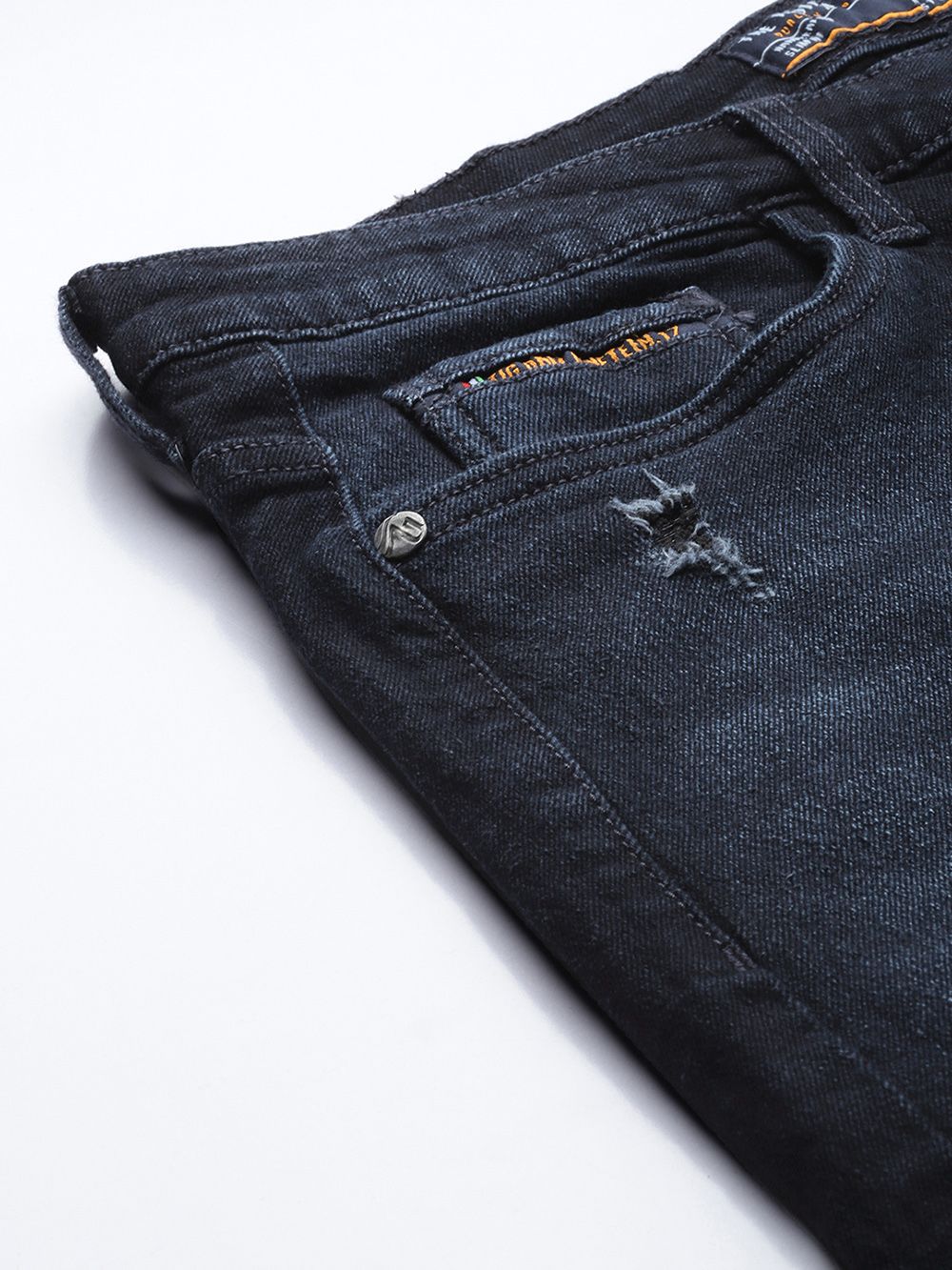 The Indian Garage Co Men Slim Fit Mildly Distressed Stretchable Jeans