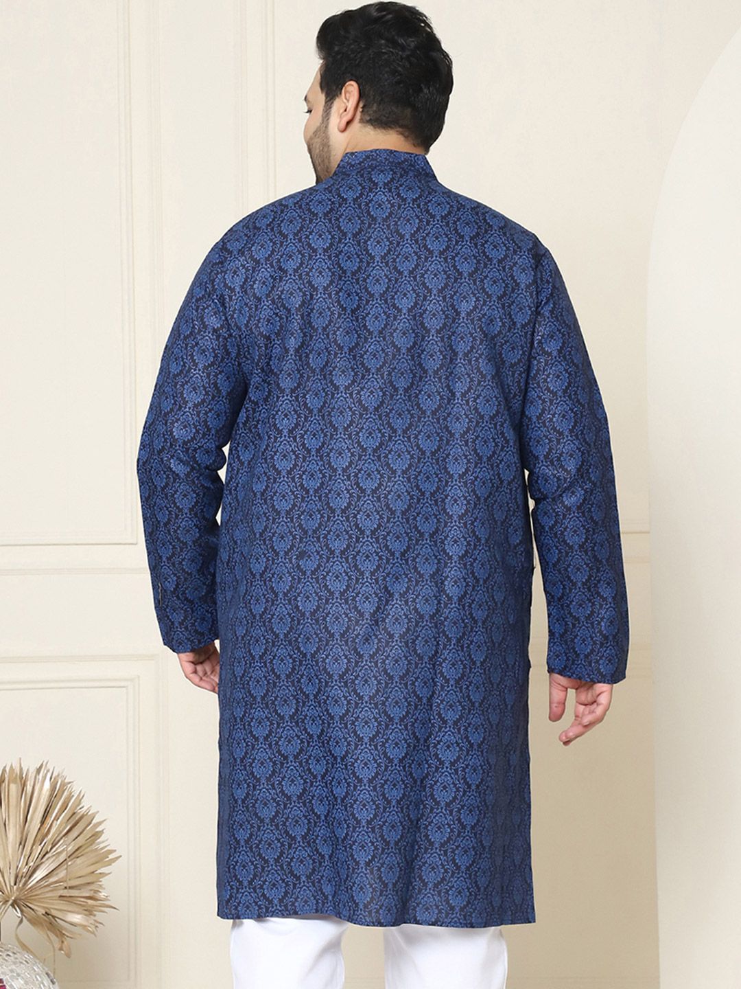SOJANYA PLUS Size Ethnic Motifs Band Collar Straight Kurta
