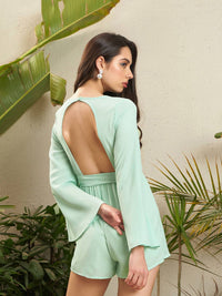 SASSAFRAS Sea Green Back Cut-Out Playsuit