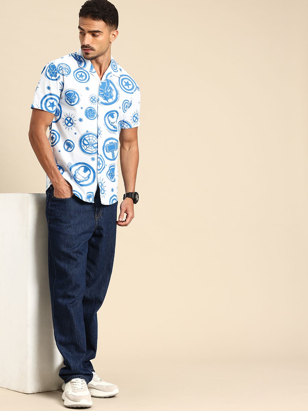 Being Human Marvel Printed Pure Cotton Casual Shirt