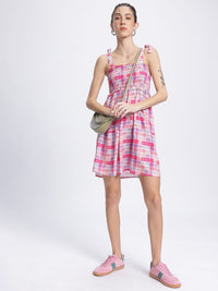 DressBerry Sweet Serenity Checked Smocked A-Line Dress