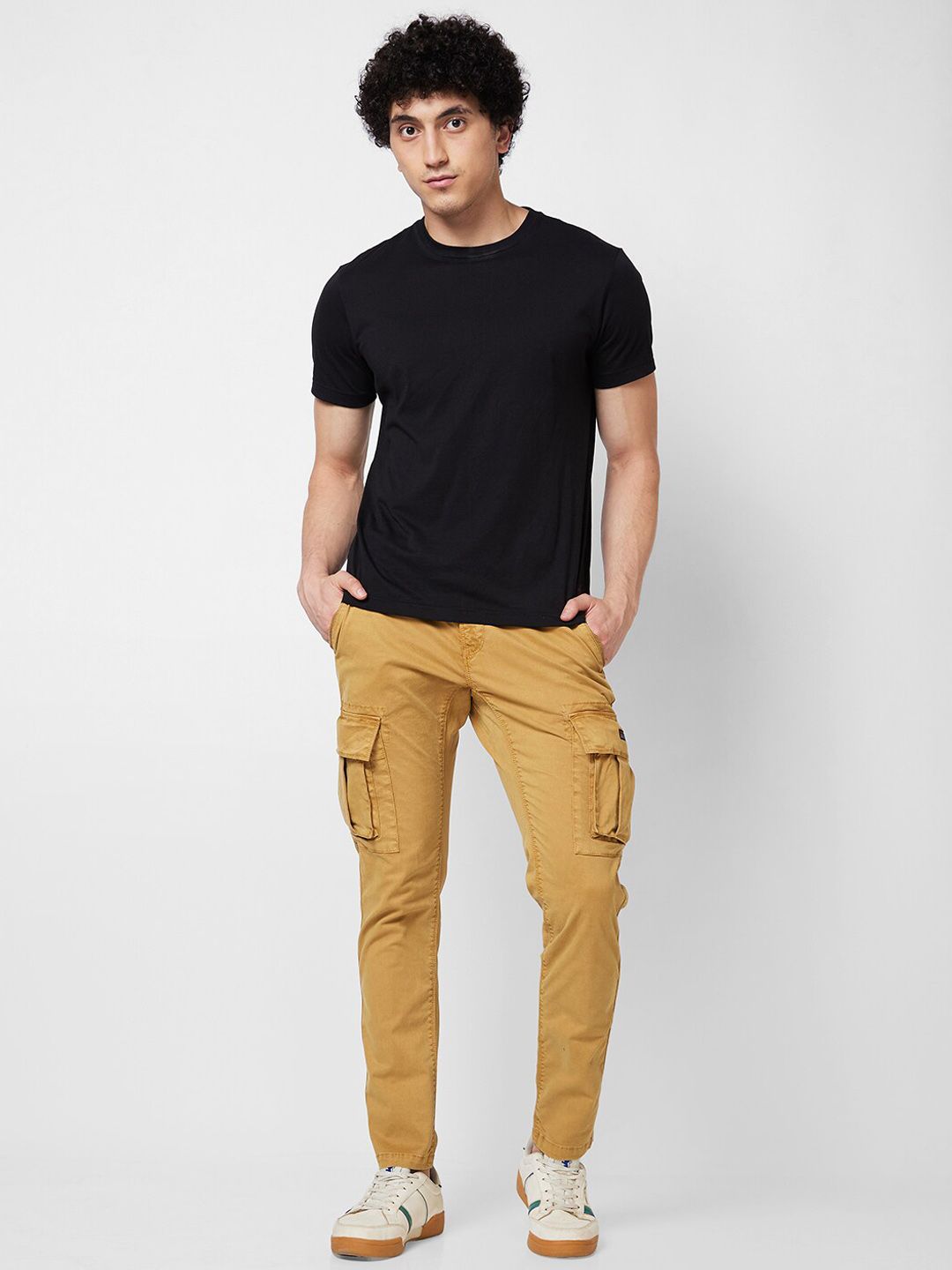 SPYKAR Men Mid Rise Regular Fit Cargos Cotton Trousers