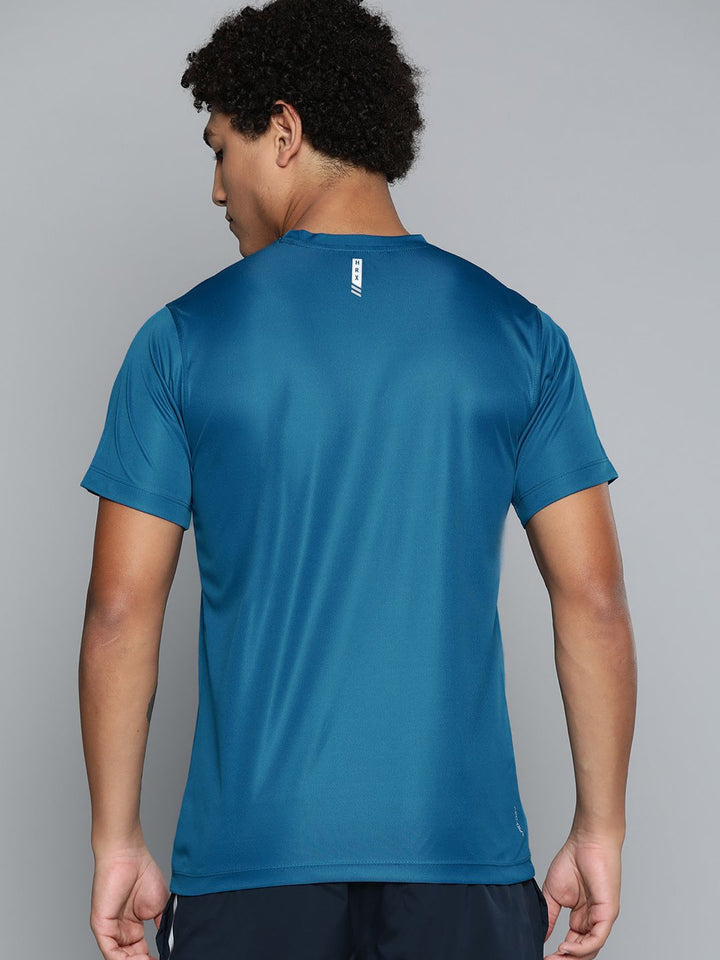HRX By Hrithik Roshan Training Men Blue Beast Rapid-Dry Brand Carrier T-shirt