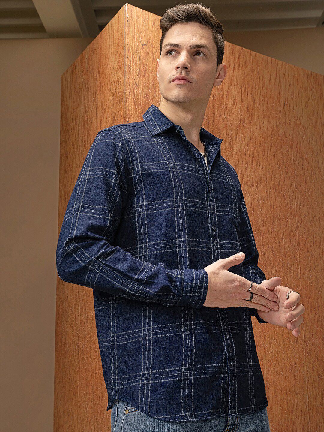LOCOMOTIVE Mock Lino Dobby Textured Checked Shirt