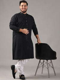 SOJANYA PLUS Plus Size Men Ethnic Motifs Embroidered Pure Cotton Straight Kurta & Pyjamas