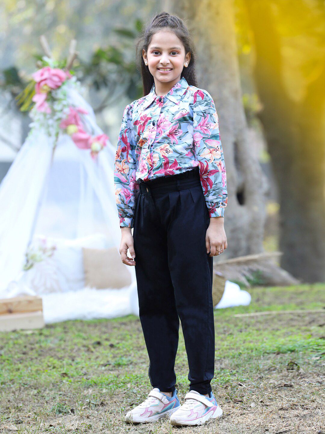 Cutiekins Girls Floral Printed Top with Trousers