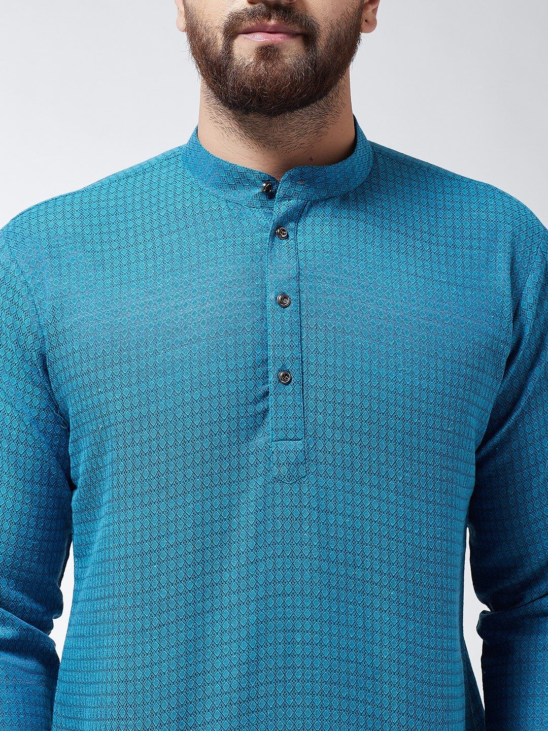 SOJANYA Men Blue Woven Design Straight Kurta