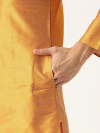 SOJANYA Kurta Lurus Pepejal Berwarna Emas Lelaki