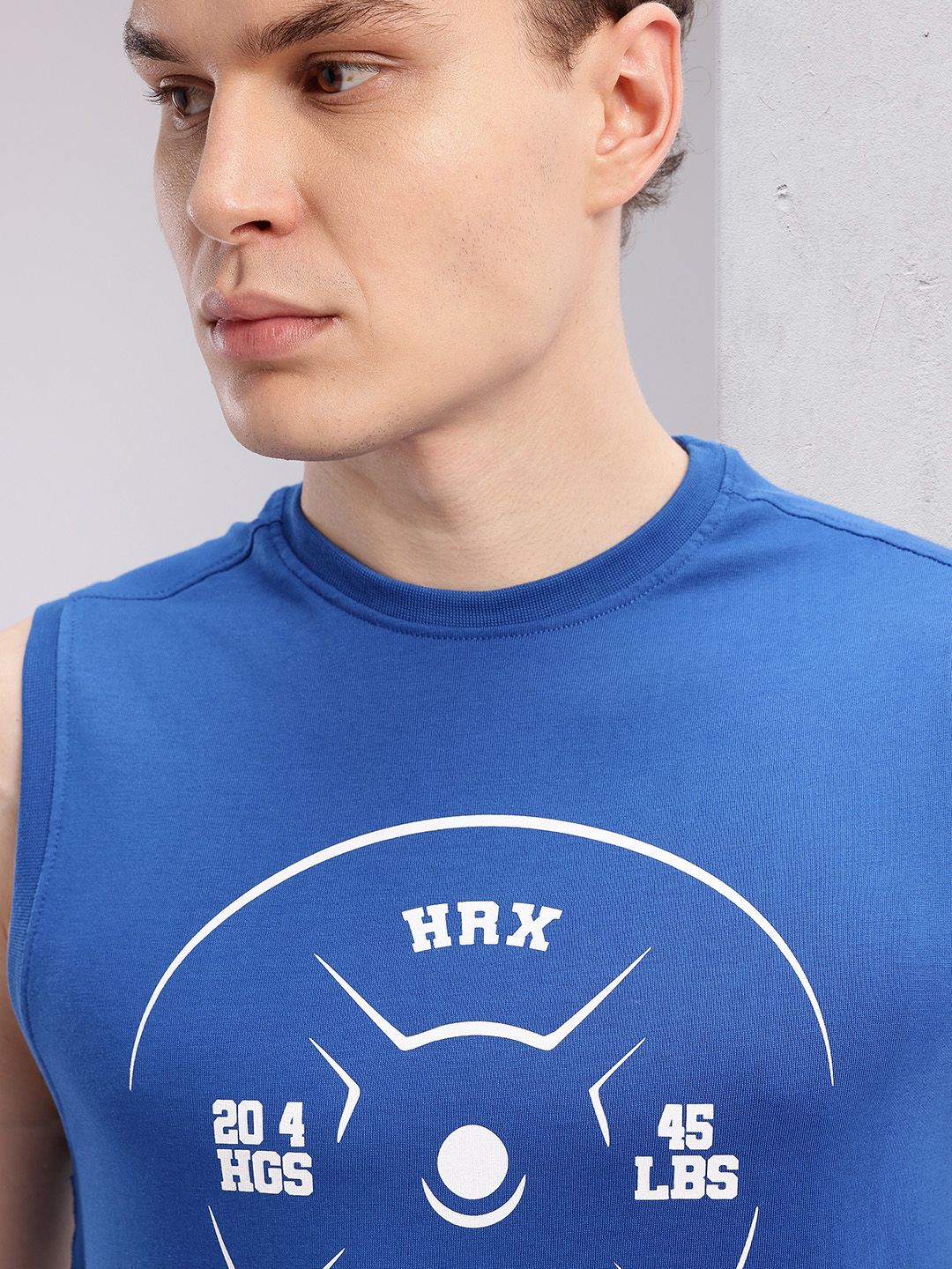 HRX by Hrithik Roshan Sleeveless Brand Logo Printed Training T-shirt