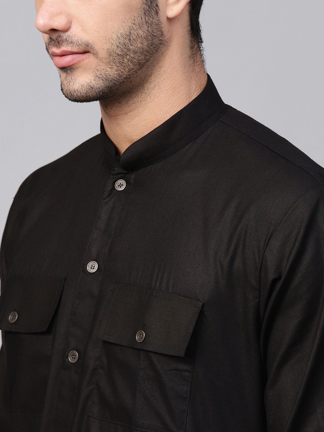 SOJANYA Lelaki Hitam Solid Kurta Lurus