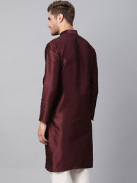 SOJANYA Men Burgundy Solid Straight Kurta