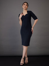 Sassafras worklyf sweetheart leher bengkak lengan pakaian formal bodycon