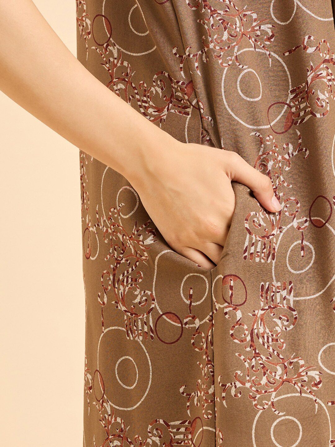 Sweet Dreams Brown Pure Cotton Printed Maxi Nightdress