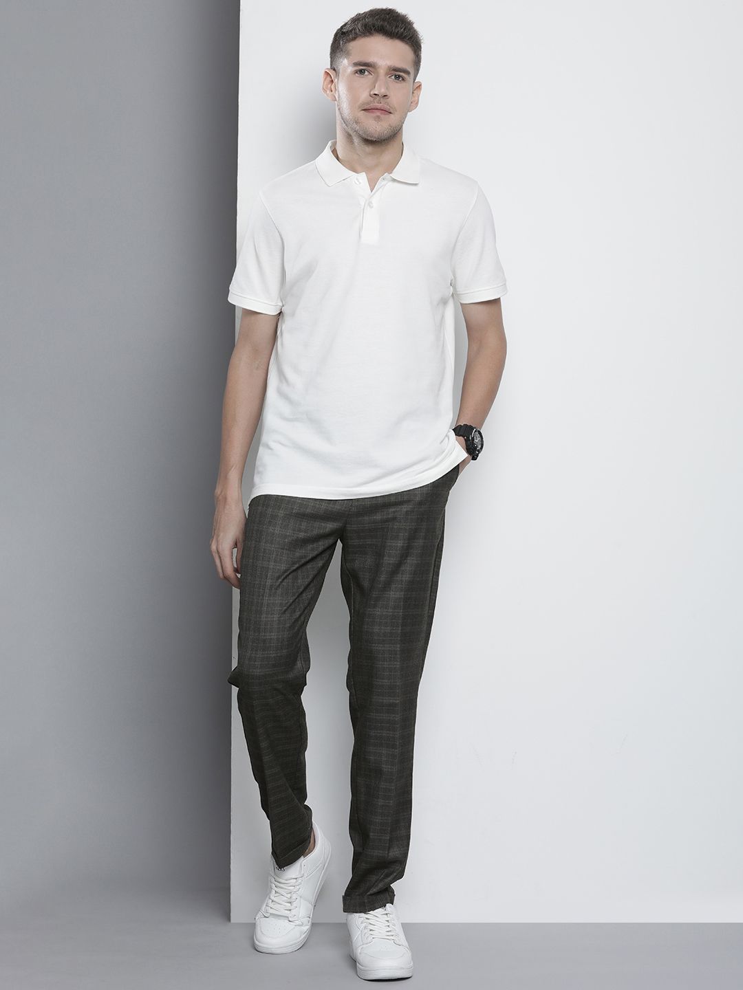 The Indian Garage Co Self Design Regular Fit Chinos Trousers