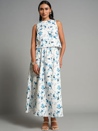 AND Printed Round Neck Pure Cotton Top With Skirts