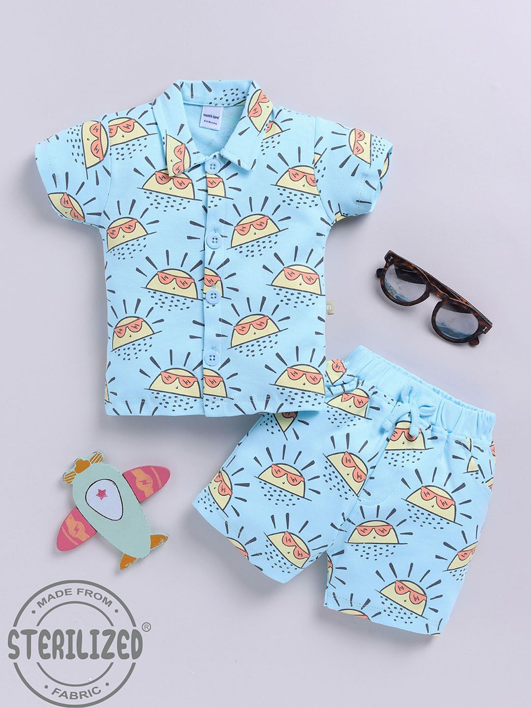 Moms Love Infant Boys Conversational Printed Pure Cotton Clothing Set